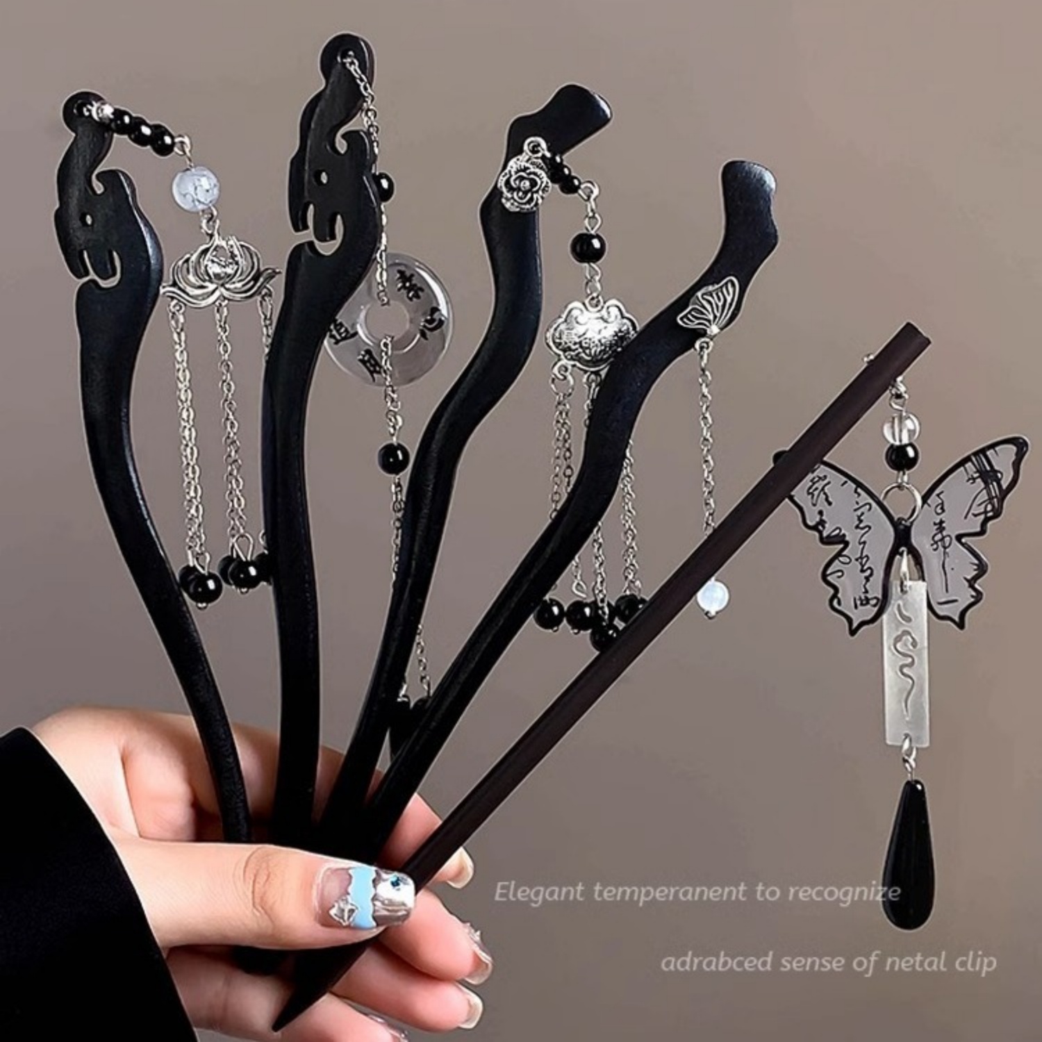 Tech Accessories Women - Light Luxury Wooden Tassel Hairpin For