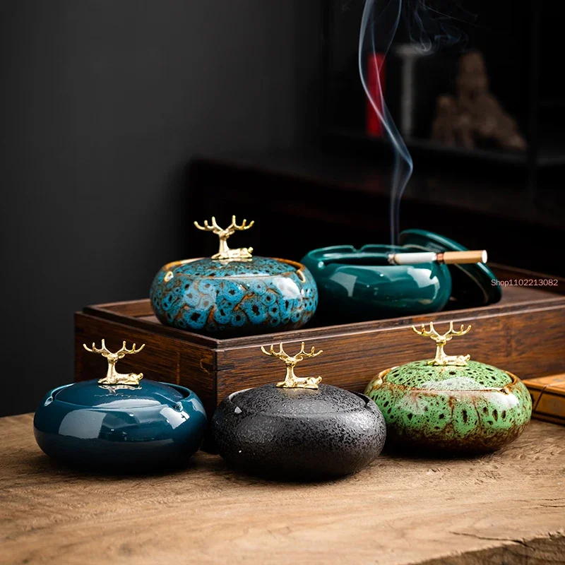 Tech Room Accessories - Round Ceramic Ashtray Living Room Anti